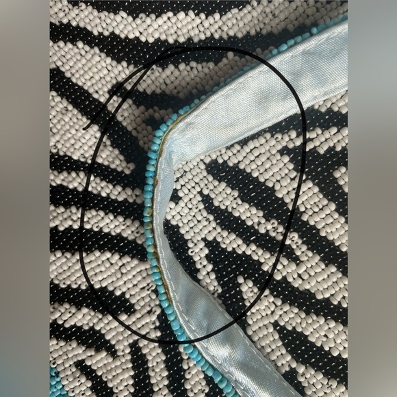 Funky Y2K Vintage Christiana Hand Beaded Zebra Print & Blue Square Crossbody Bag - Picture 14 of 14